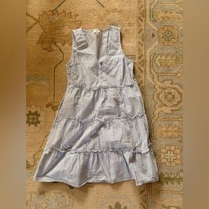 NWOT J Crew Blue and White Seersucker Tiered Ruffle Dress